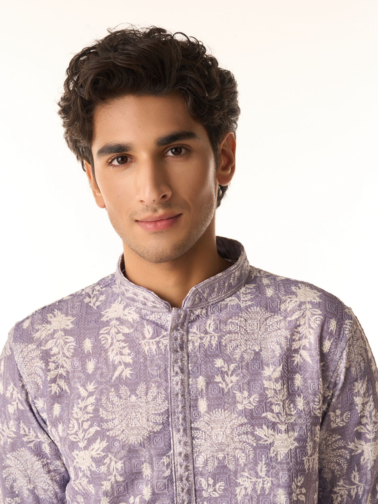 Manyavar Men Lilac Elegance Kurta Pajama