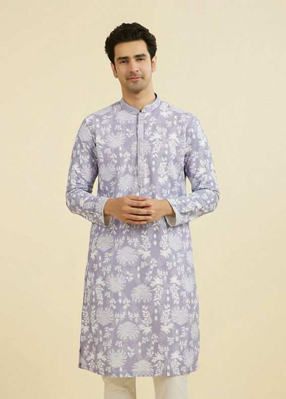 Manyavar Men Lilac Elegance Kurta Pajama