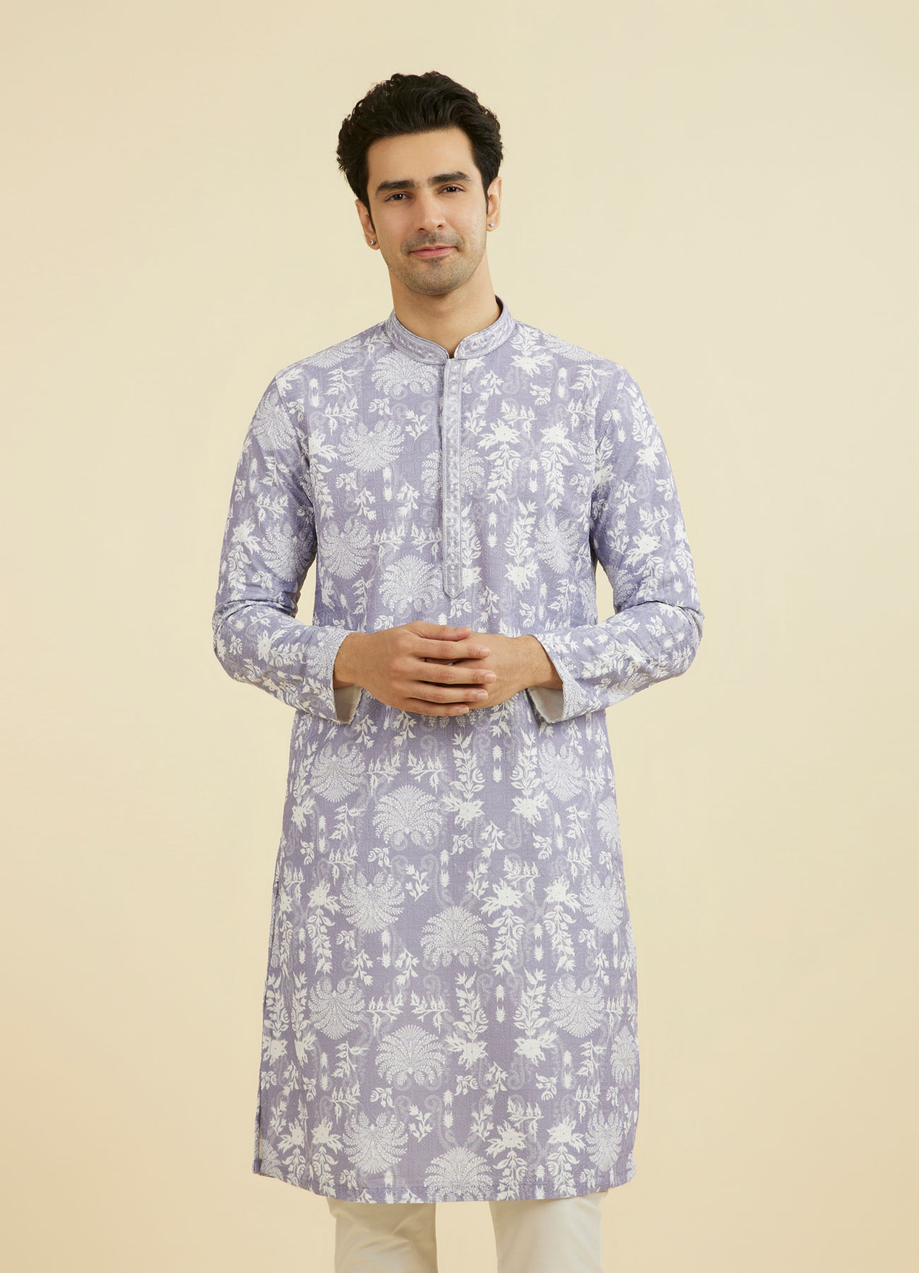 Manyavar Men Lilac Elegance Kurta Pajama