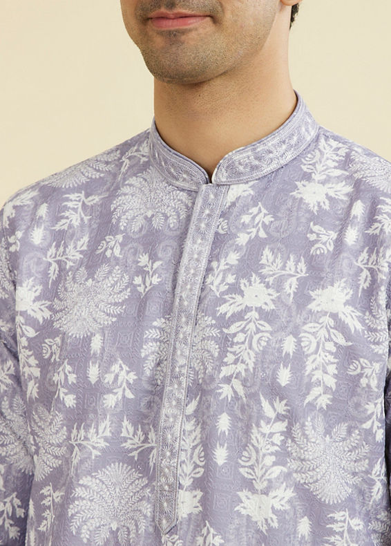 Manyavar Men Lilac Elegance Kurta Pajama