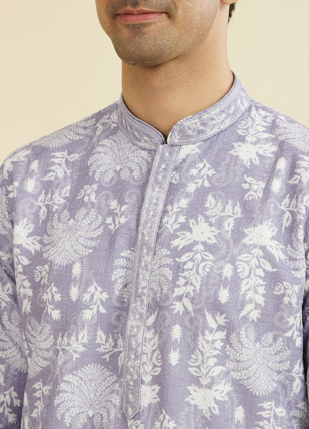 Manyavar Men Lilac Elegance Kurta Pajama