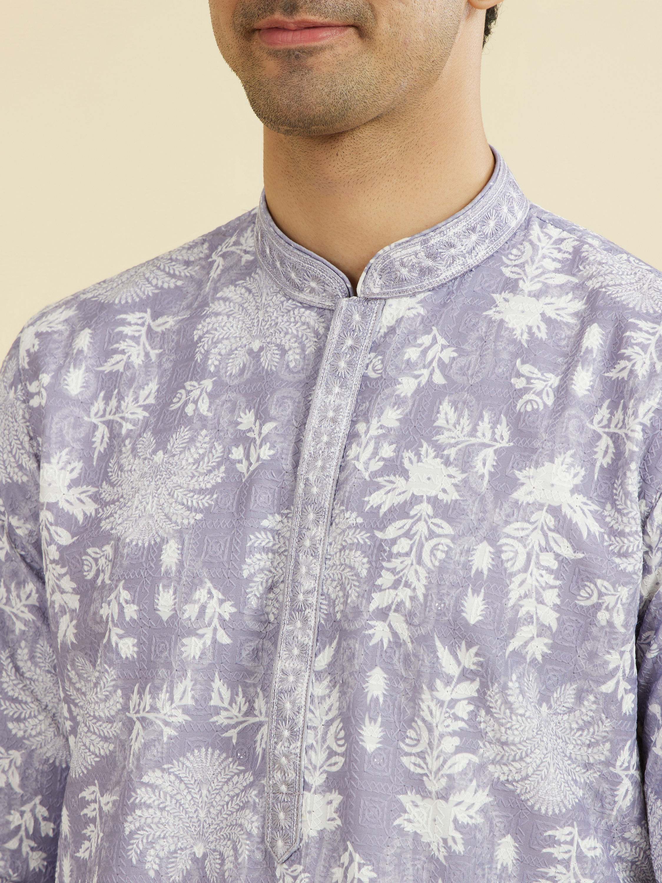 Manyavar Men Lilac Elegance Kurta Pajama