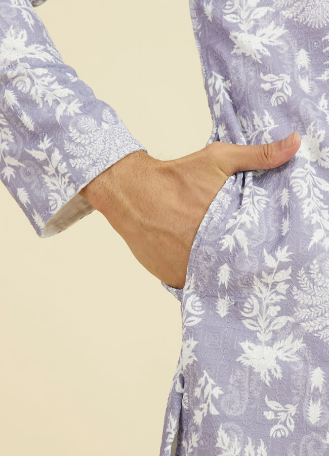 Manyavar Men Lilac Elegance Kurta Pajama