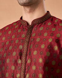 Manyavar Men Maroon Majesty Brocade Kurta Pajama