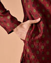 Manyavar Men Maroon Majesty Brocade Kurta Pajama
