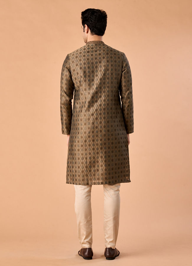 Manyavar Men Opulent Olive Green Kurta Pajama
