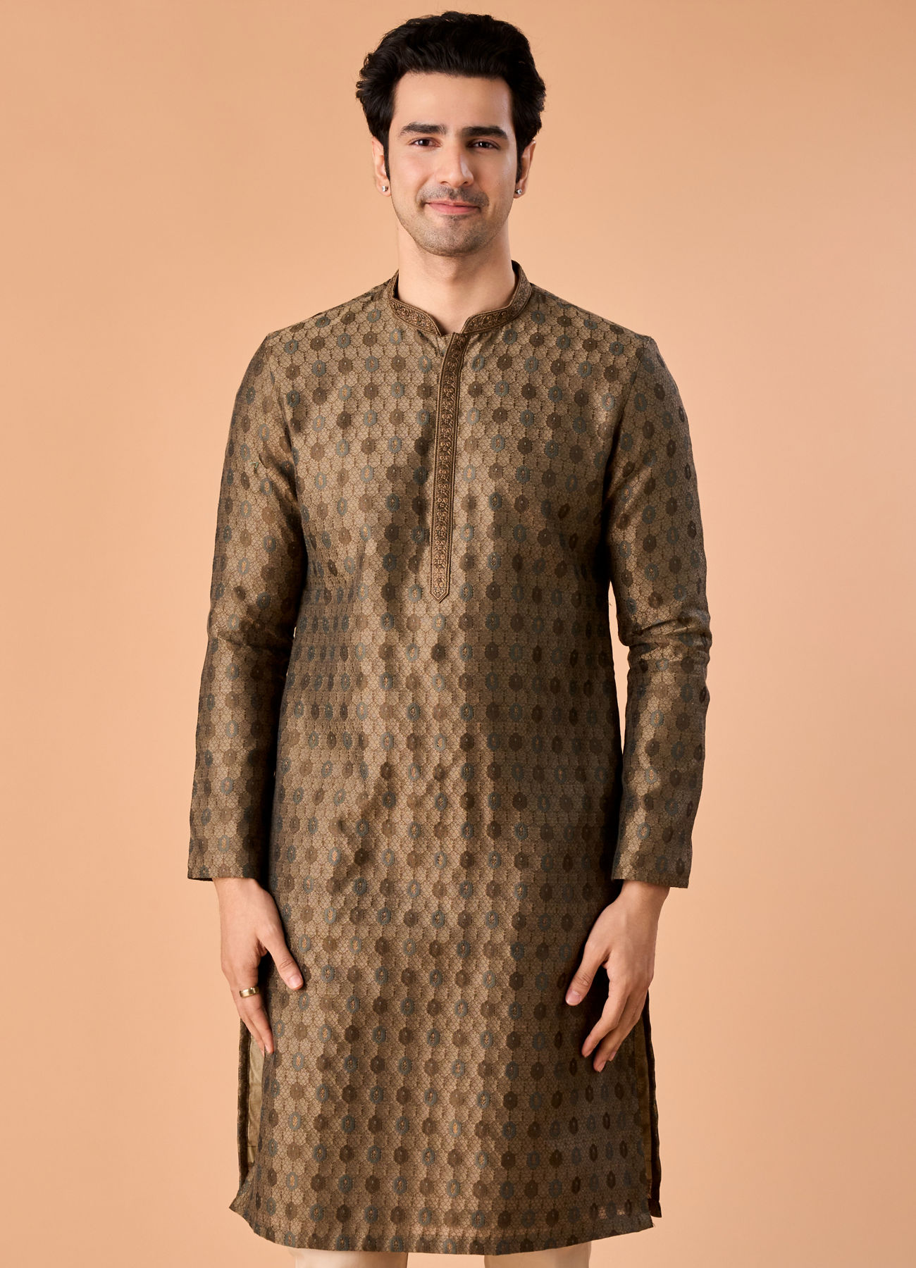Manyavar Men Opulent Olive Green Kurta Pajama