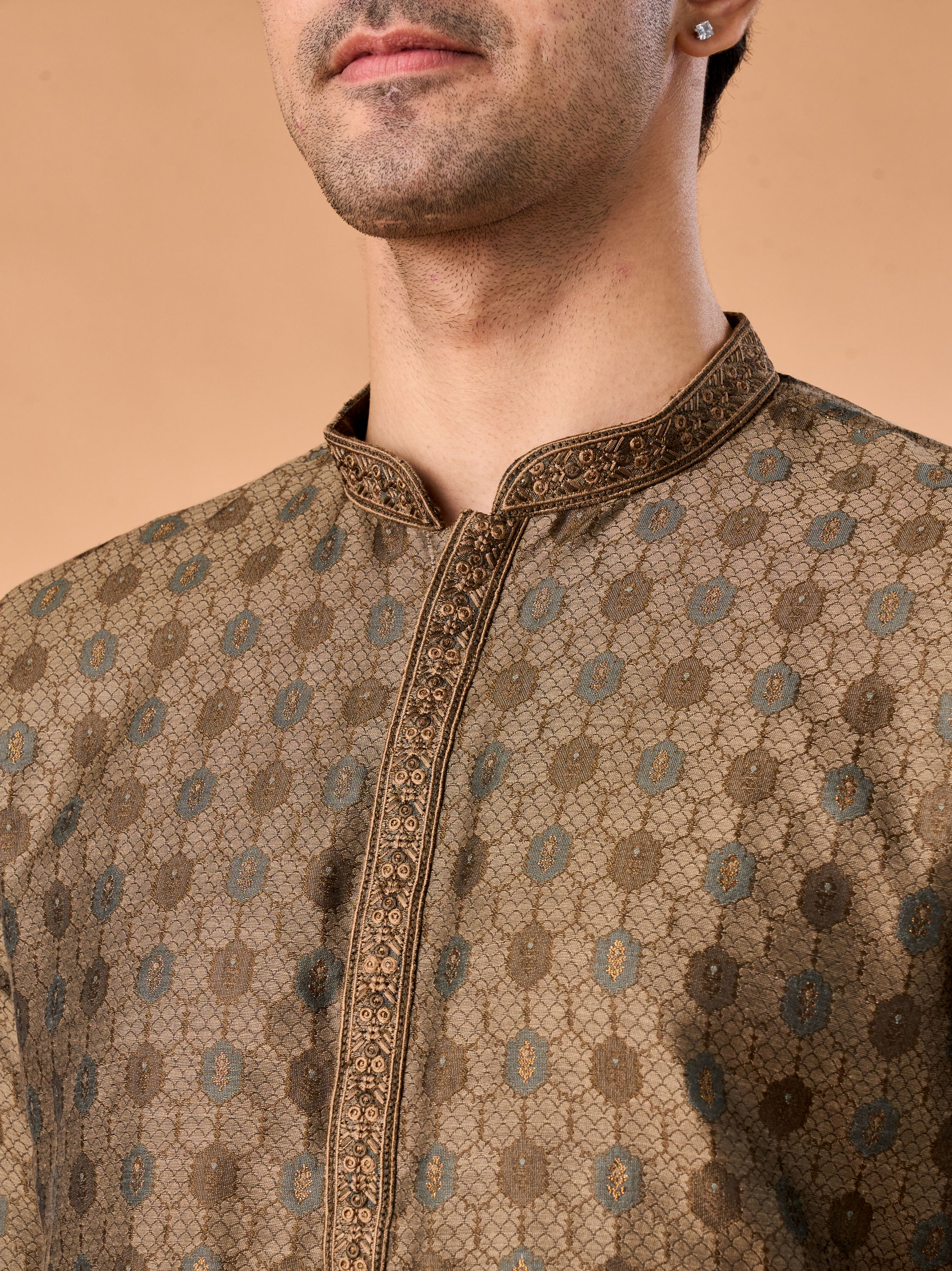 Manyavar Men Opulent Olive Green Kurta Pajama