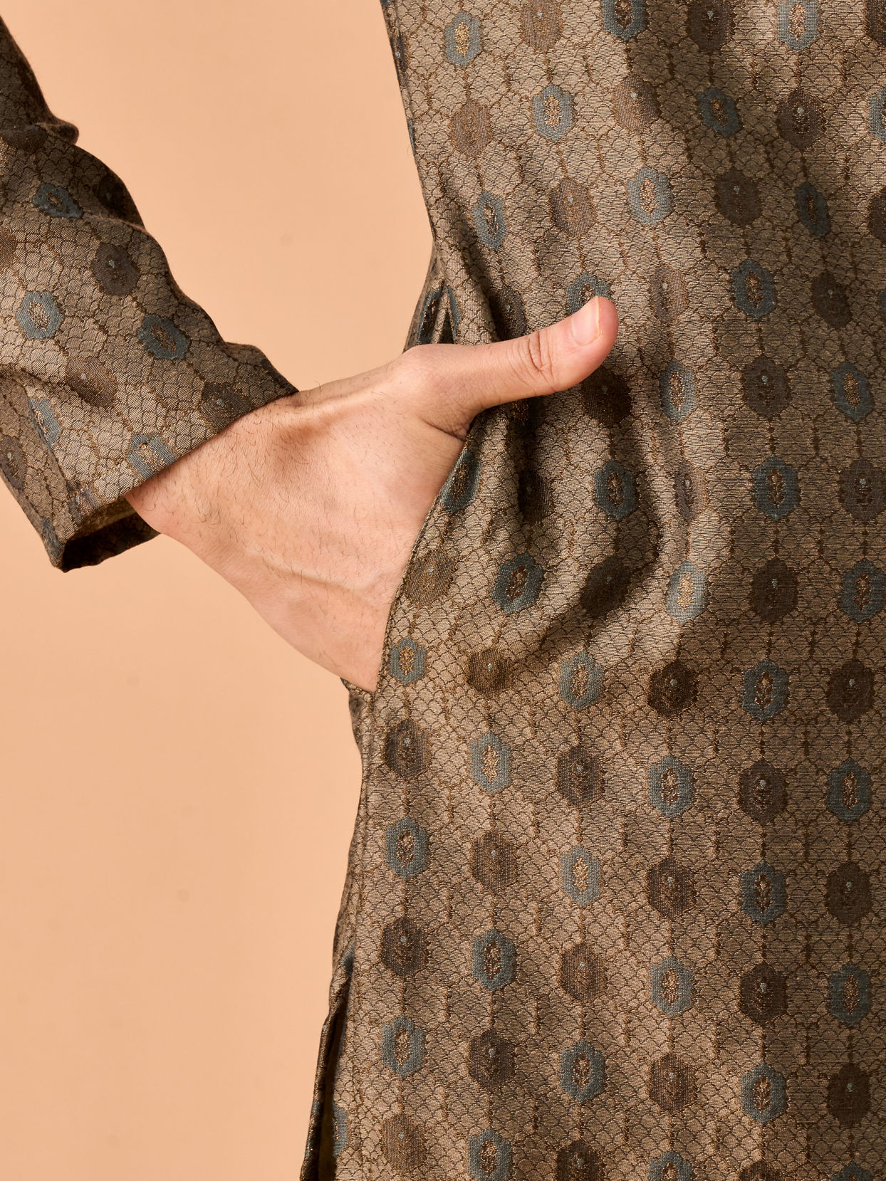 Manyavar Men Opulent Olive Green Kurta Pajama