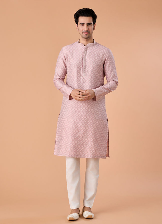 Manyavar Men Dusty Pink Elegance Kurta Pajama