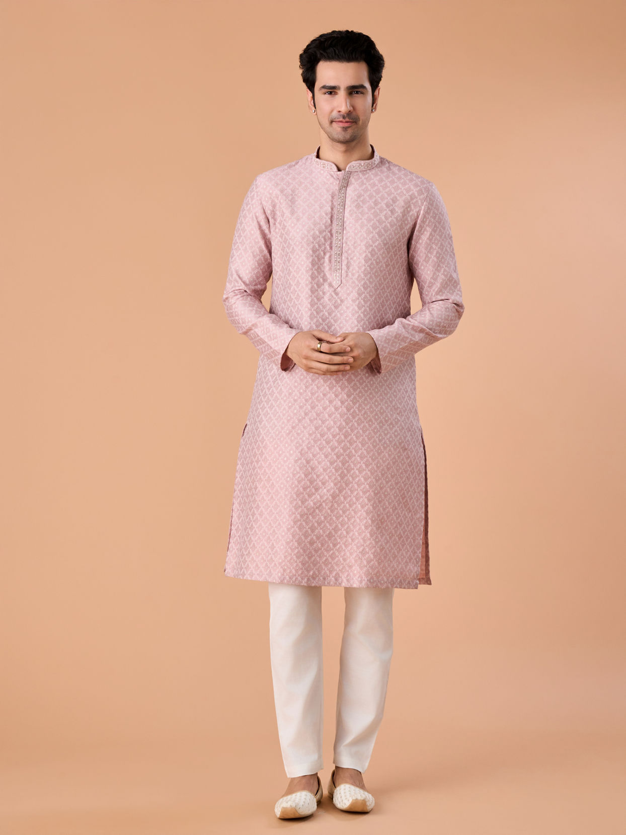 Manyavar Men Dusty Pink Elegance Kurta Pajama