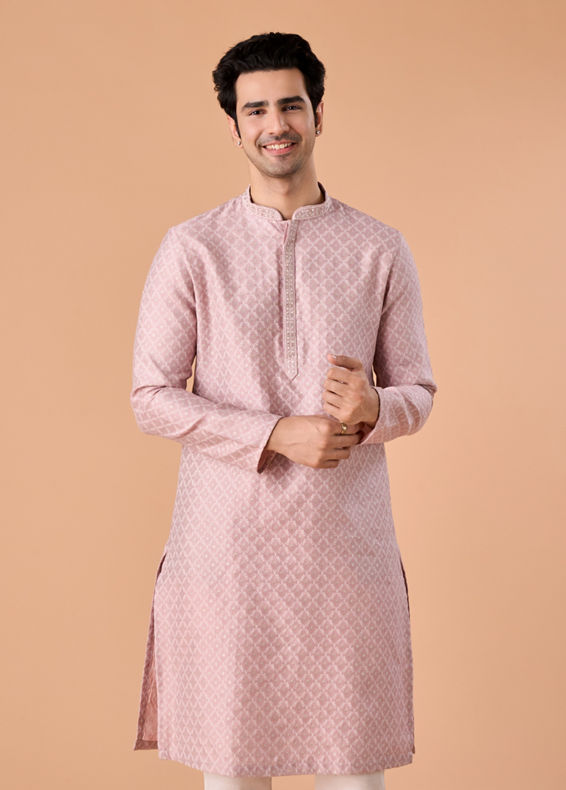 Manyavar Men Dusty Pink Elegance Kurta Pajama