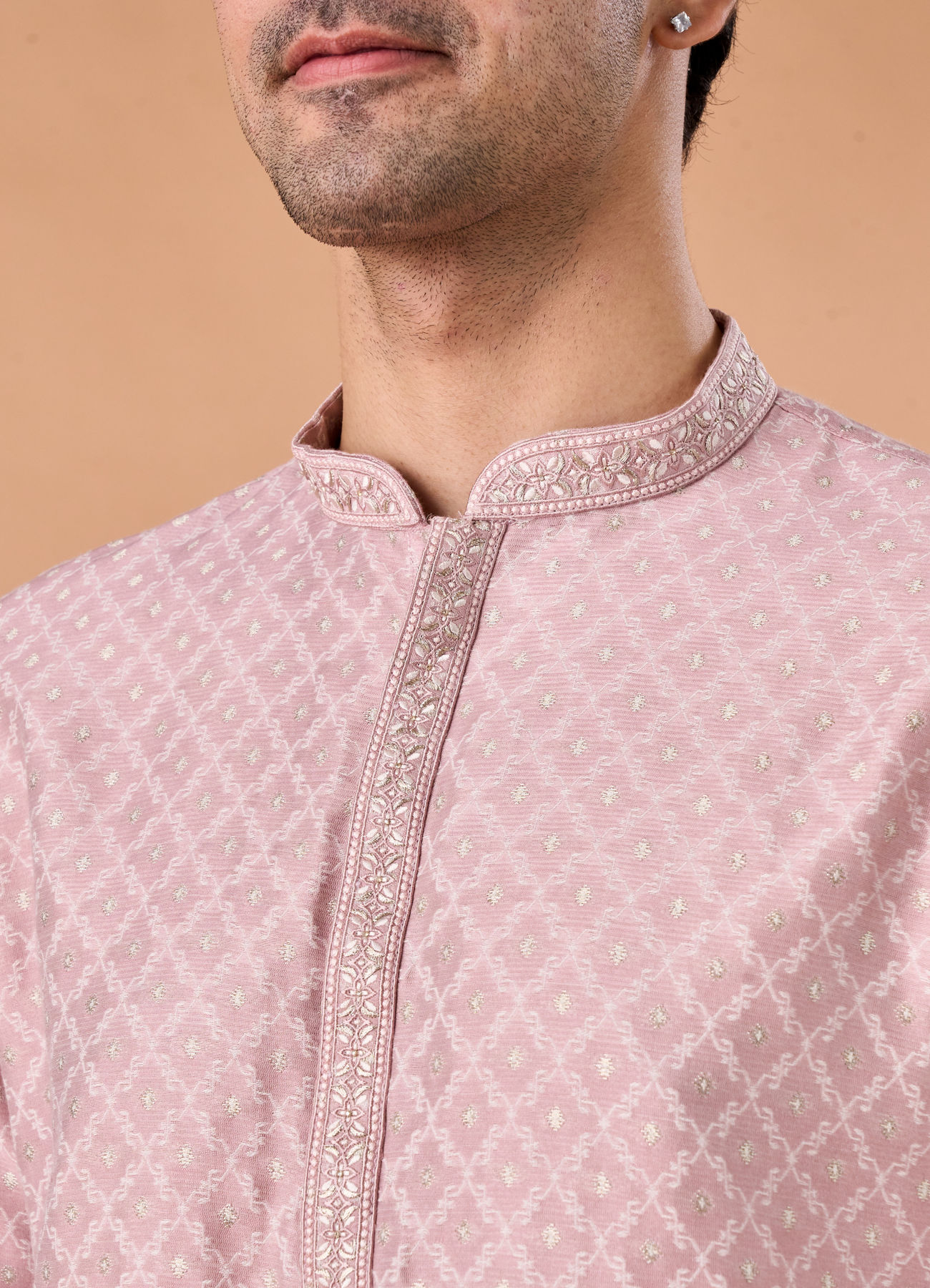 Manyavar Men Dusty Pink Elegance Kurta Pajama