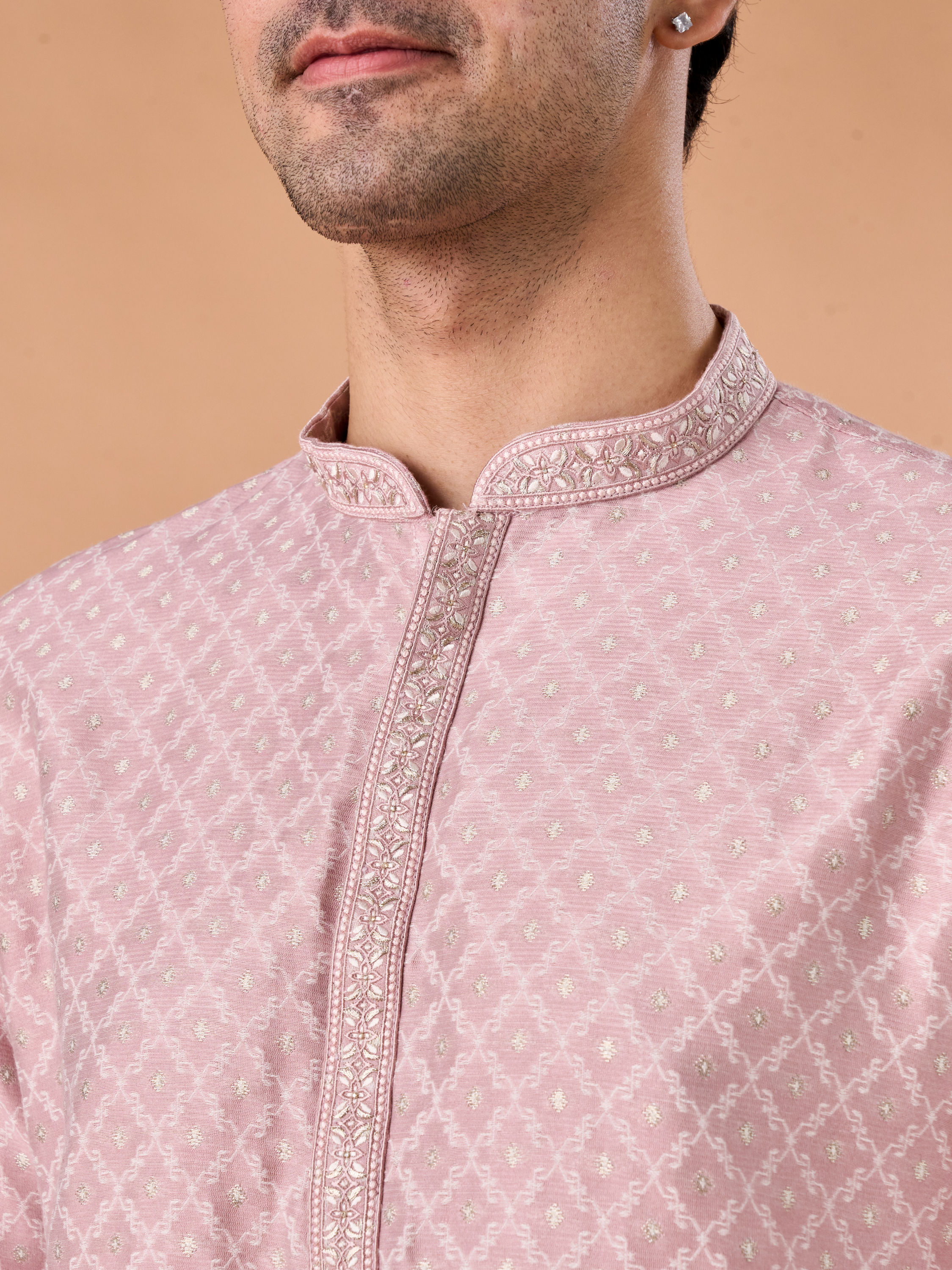 Manyavar Men Dusty Pink Elegance Kurta Pajama