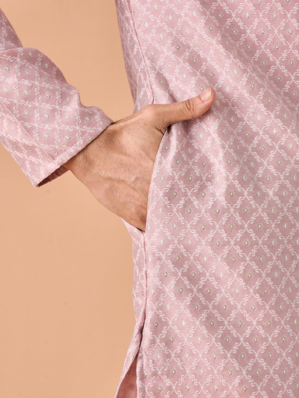 Manyavar Men Dusty Pink Elegance Kurta Pajama