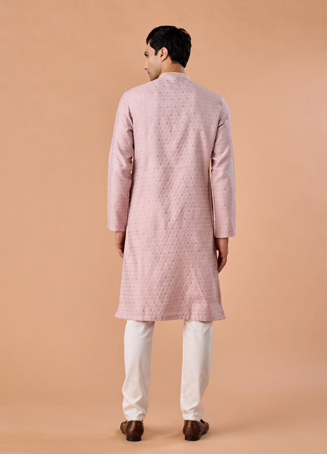 Manyavar Men Dusty Pink Brocade Kurta Pajama