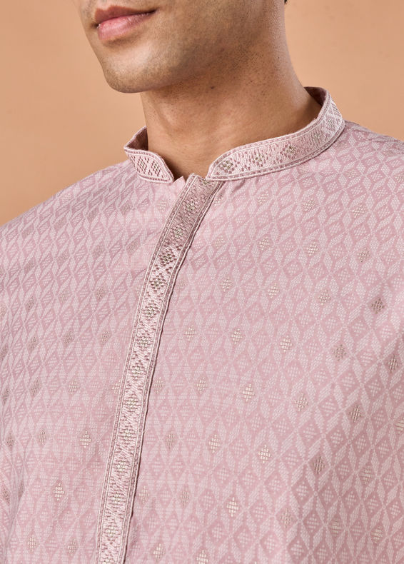 Manyavar Men Dusty Pink Brocade Kurta Pajama