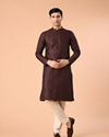 Manyavar Men Classic Brown Brocade Kurta Pajama