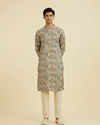 Manyavar Men Cream-Dark Grey Kurta Pajama