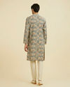 Manyavar Men Cream-Dark Grey Kurta Pajama