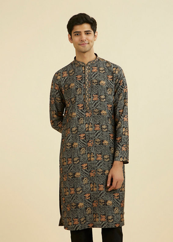 Manyavar Men Black Splendor Kurta Pajama
