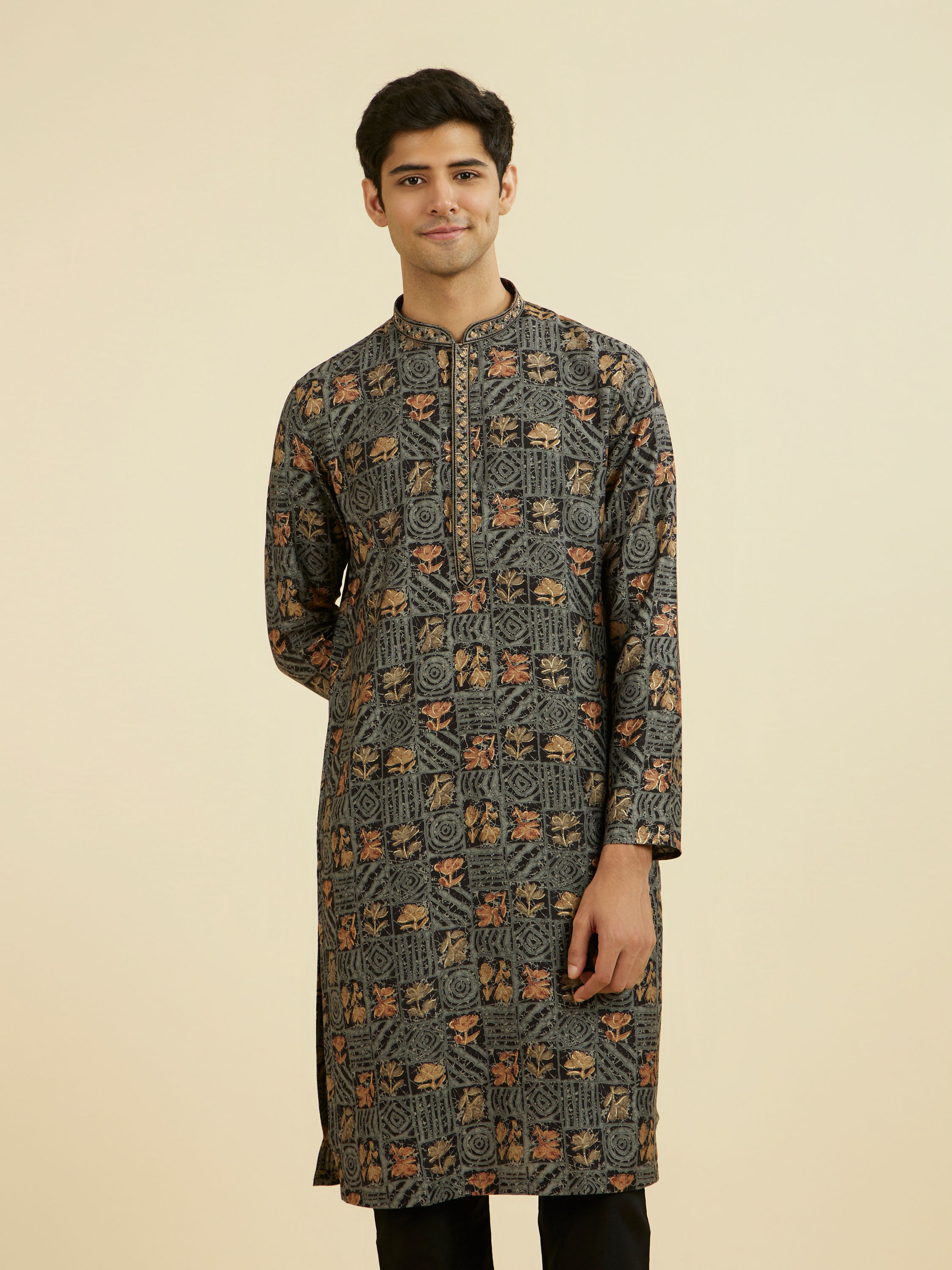 Manyavar Men Black Splendor Kurta Pajama