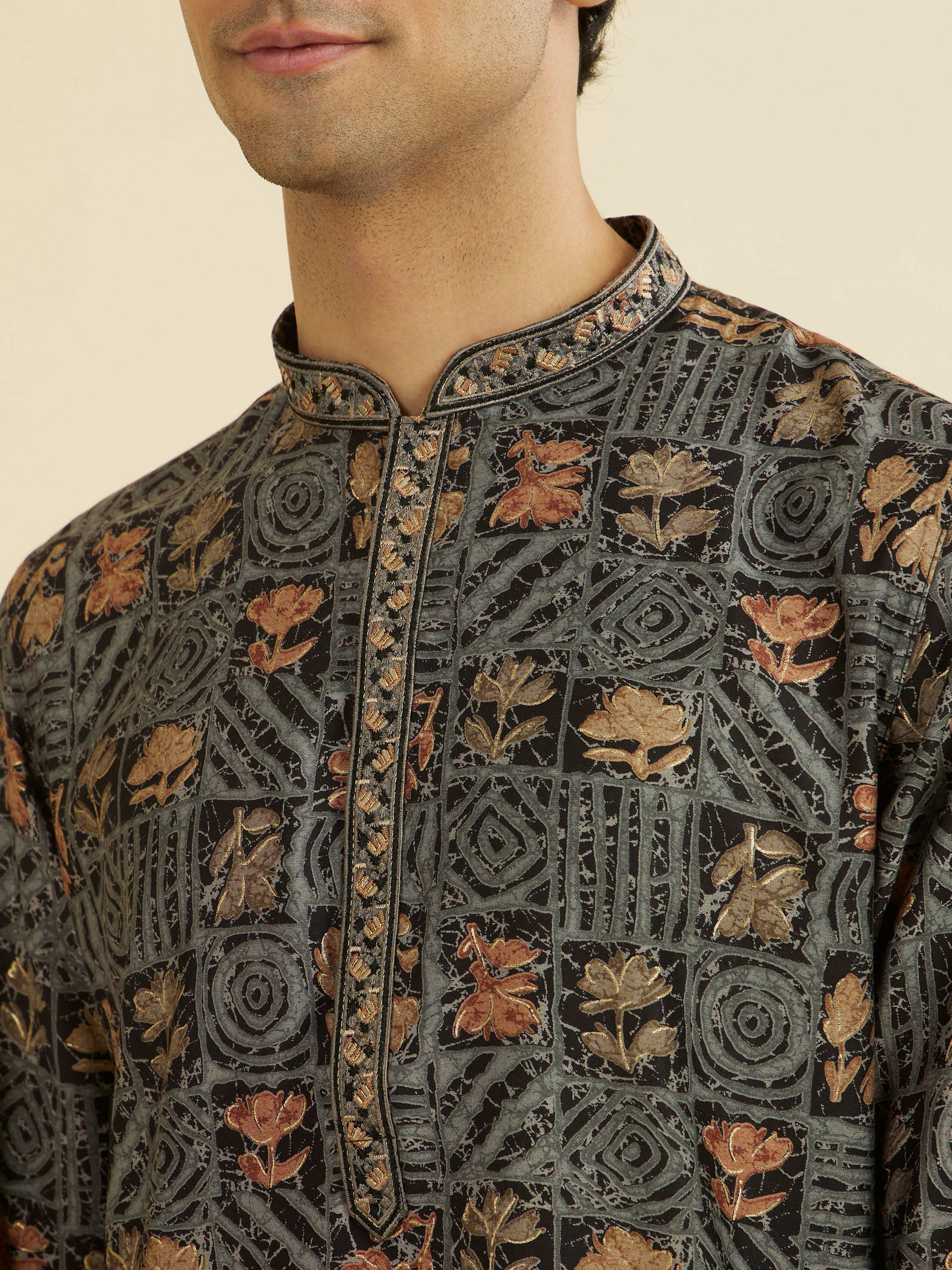 Manyavar Men Black Splendor Kurta Pajama