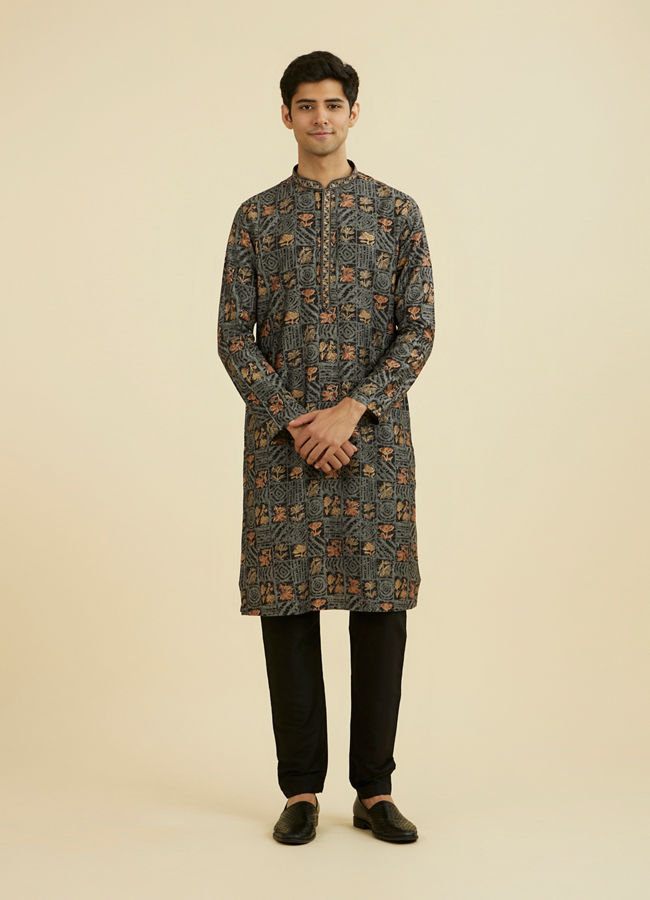 Manyavar Men Black Splendor Kurta Pajama