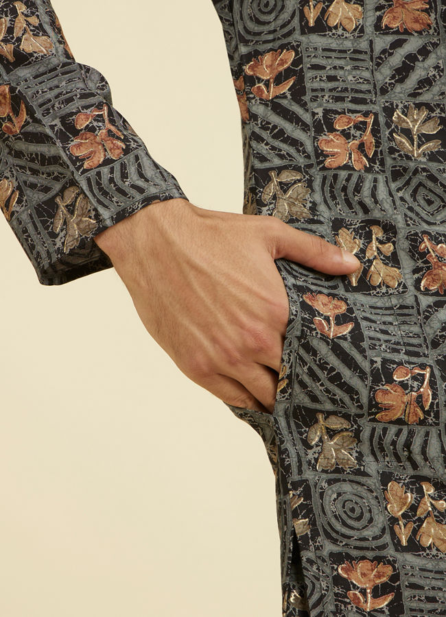 Manyavar Men Black Splendor Kurta Pajama