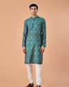 Manyavar Men Charming Teal Blue Kurta Pajama