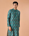 Manyavar Men Charming Teal Blue Kurta Pajama