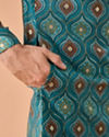Manyavar Men Charming Teal Blue Kurta Pajama