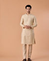 Manyavar Men Beige Art Silk Elegance Kurta Pajama