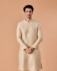 Manyavar Men Beige Art Silk Elegance Kurta Pajama