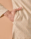 Manyavar Men Beige Art Silk Elegance Kurta Pajama