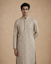 Manyavar Men Beige Embroidered Blended Cotton Kurta Pajama