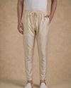 Manyavar Men Beige Embroidered Blended Cotton Kurta Pajama