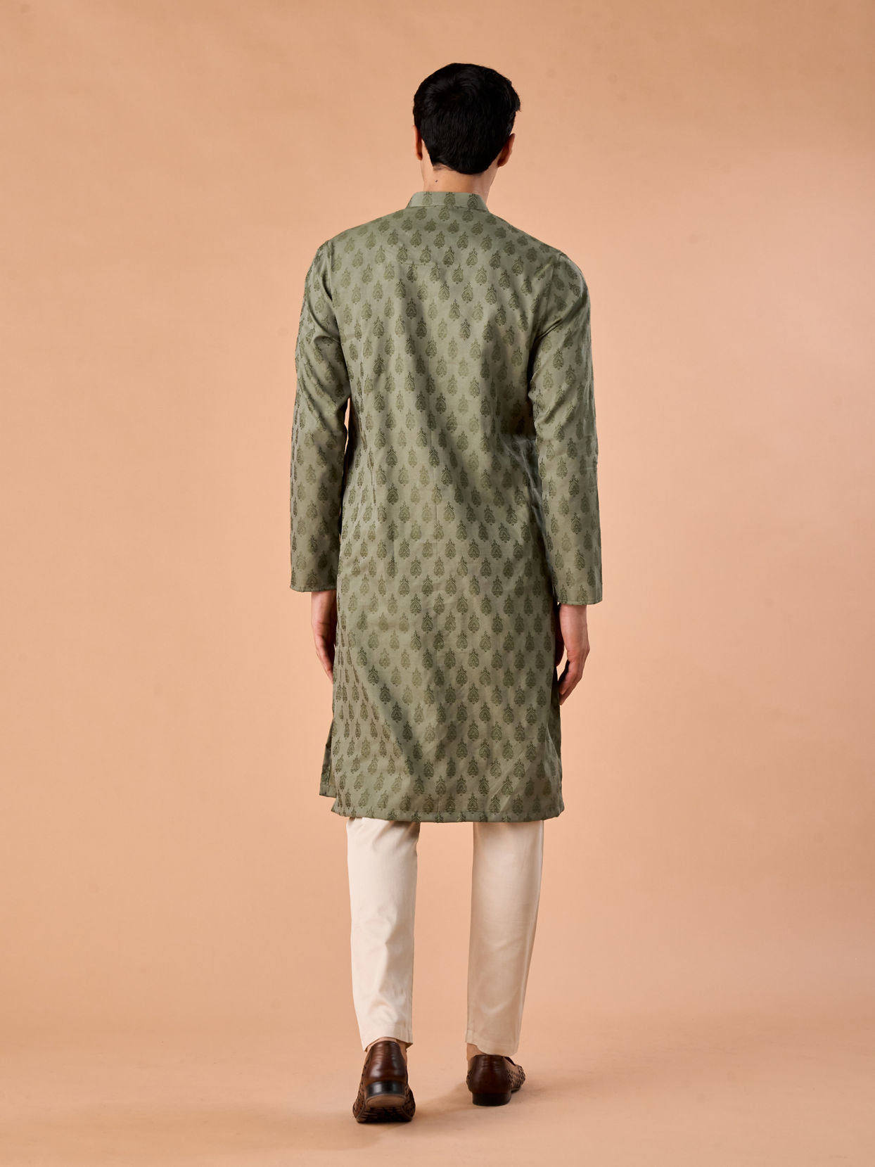 Manyavar Men Olive Green Majesty Kurta Pajama