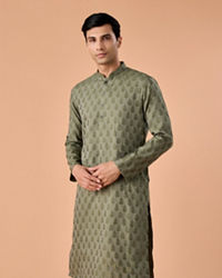 Manyavar Men Olive Green Majesty Kurta Pajama