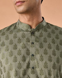 Manyavar Men Olive Green Majesty Kurta Pajama