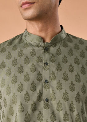 Manyavar Men Olive Green Majesty Kurta Pajama