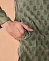 Manyavar Men Olive Green Majesty Kurta Pajama