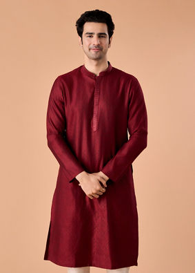 Manyavar Men Maroon Elegance Kurta Pajama