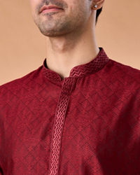 Manyavar Men Maroon Elegance Kurta Pajama