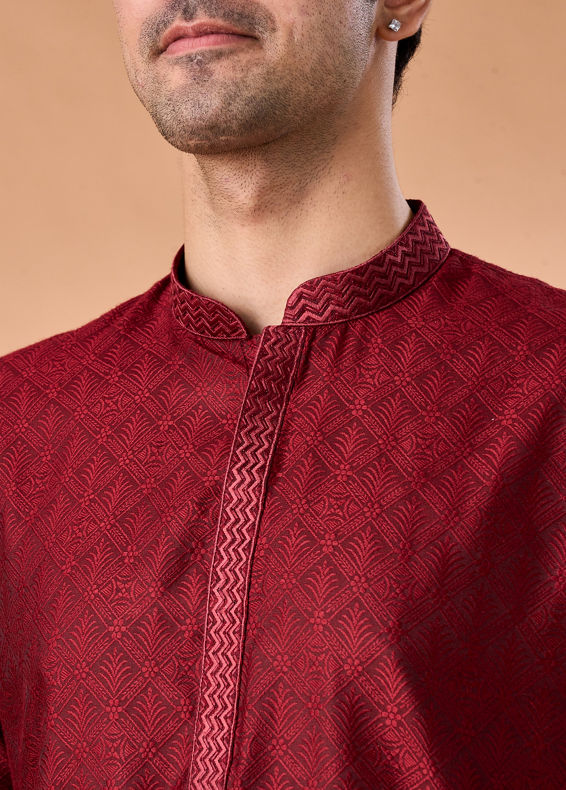 Manyavar Men Maroon Elegance Kurta Pajama