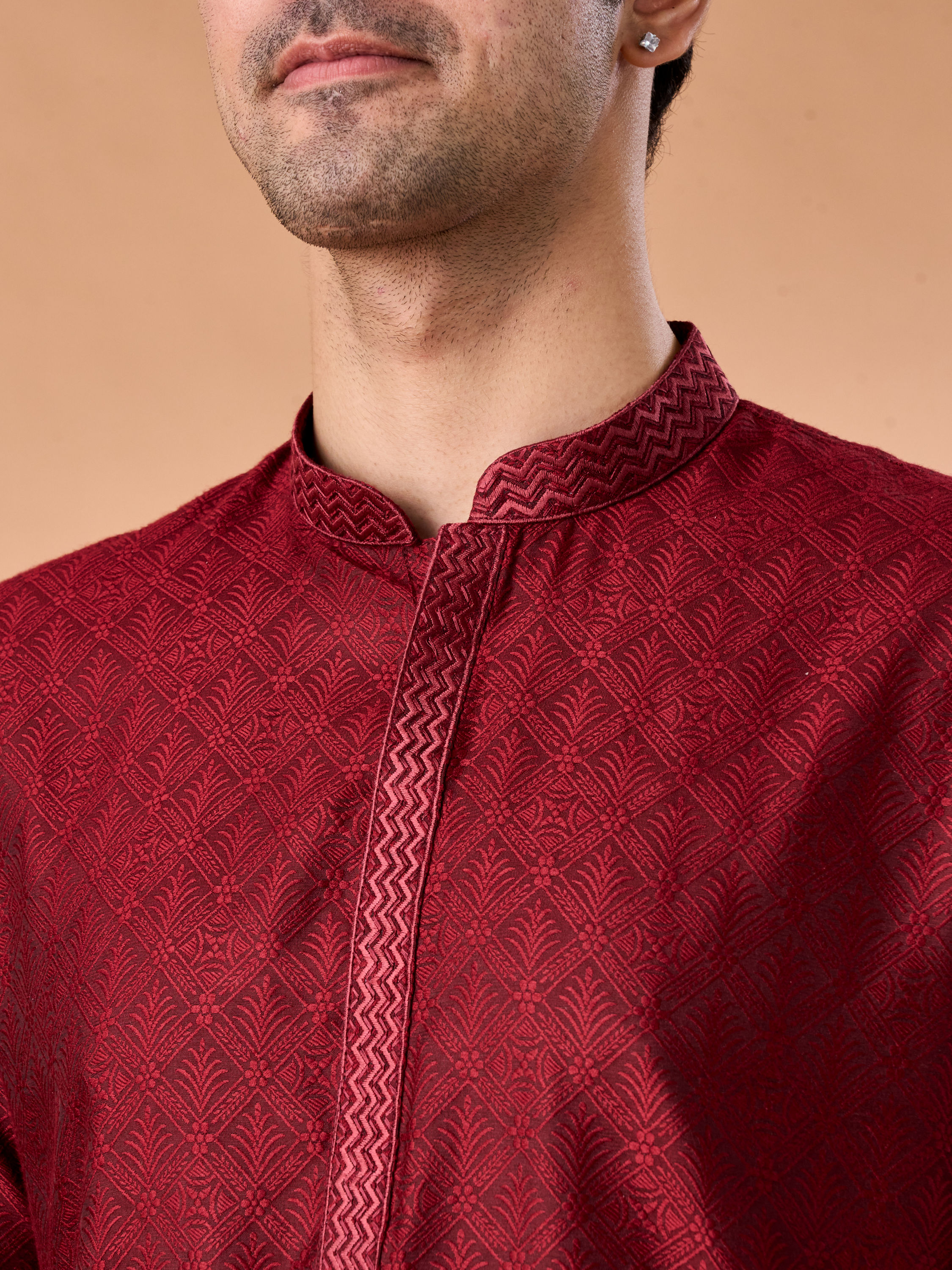 Manyavar Men Maroon Elegance Kurta Pajama