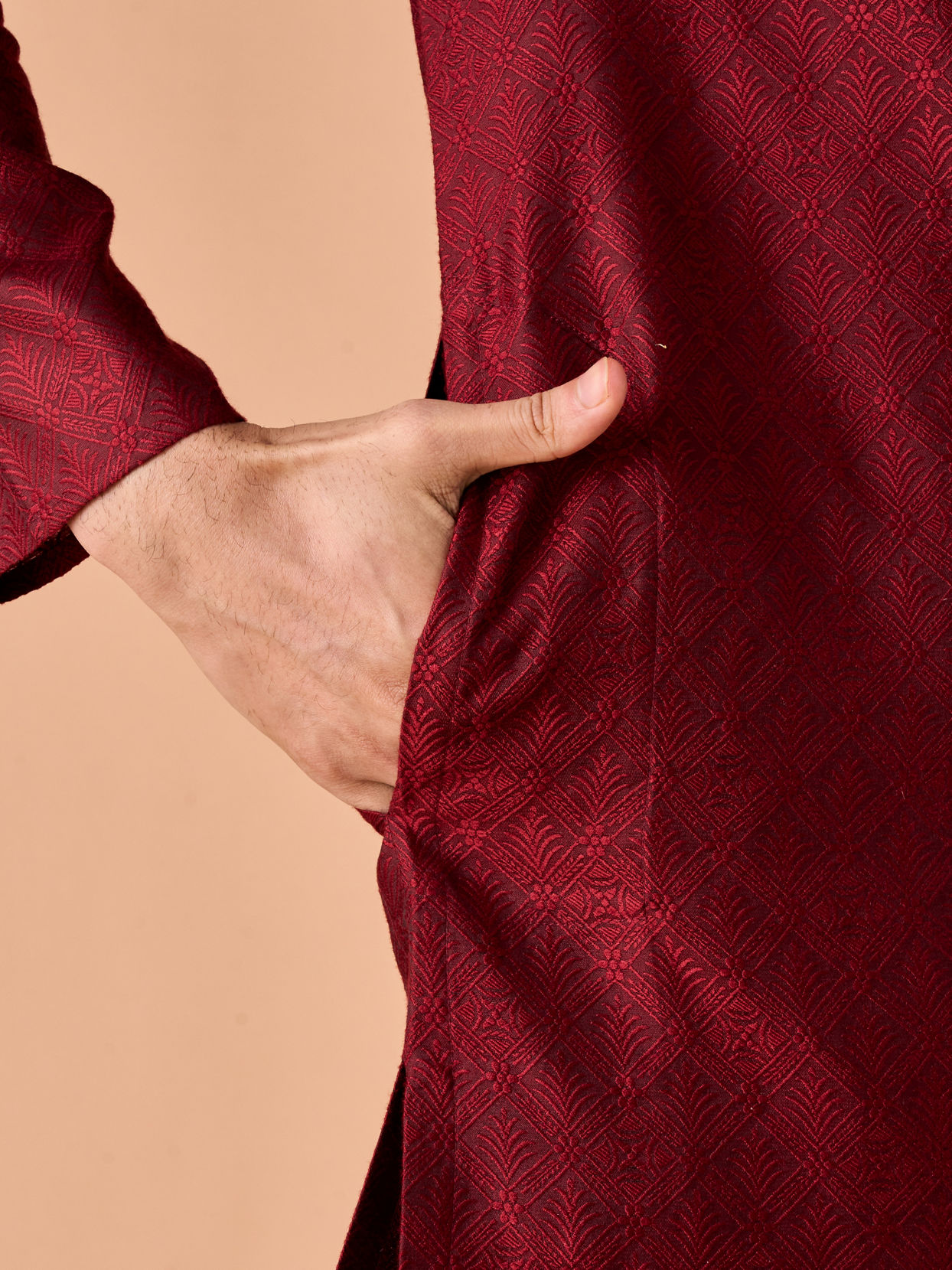 Manyavar Men Maroon Elegance Kurta Pajama