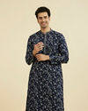 Manyavar Men Elegant Dark Blue Kurta Set