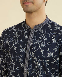 Manyavar Men Elegant Dark Blue Kurta Set