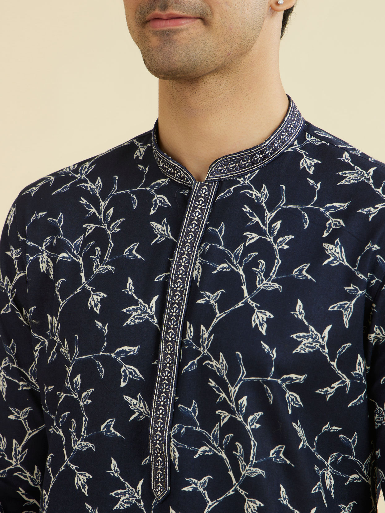 Manyavar Men Elegant Dark Blue Kurta Set